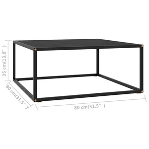 Tavolino da Salotto Nero con Vetro Nero 80x80x35 cm 322876