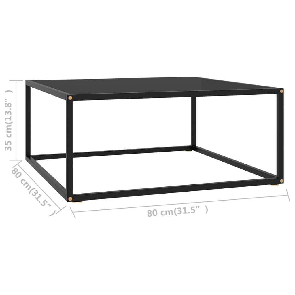 Tavolino da Salotto Nero con Vetro Nero 80x80x35 cm  cod mxl 9435