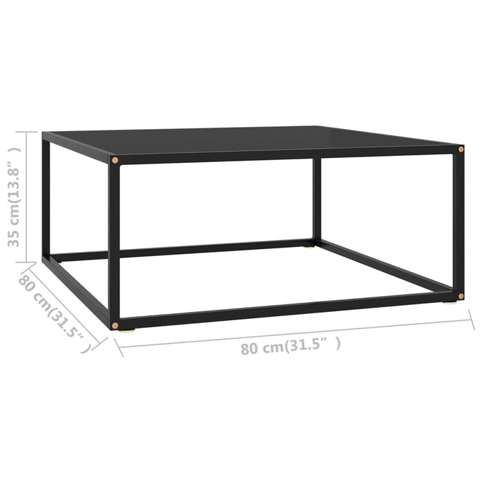 Tavolino da Salotto Nero con Vetro Nero 80x80x35 cm  cod mxl 9435
