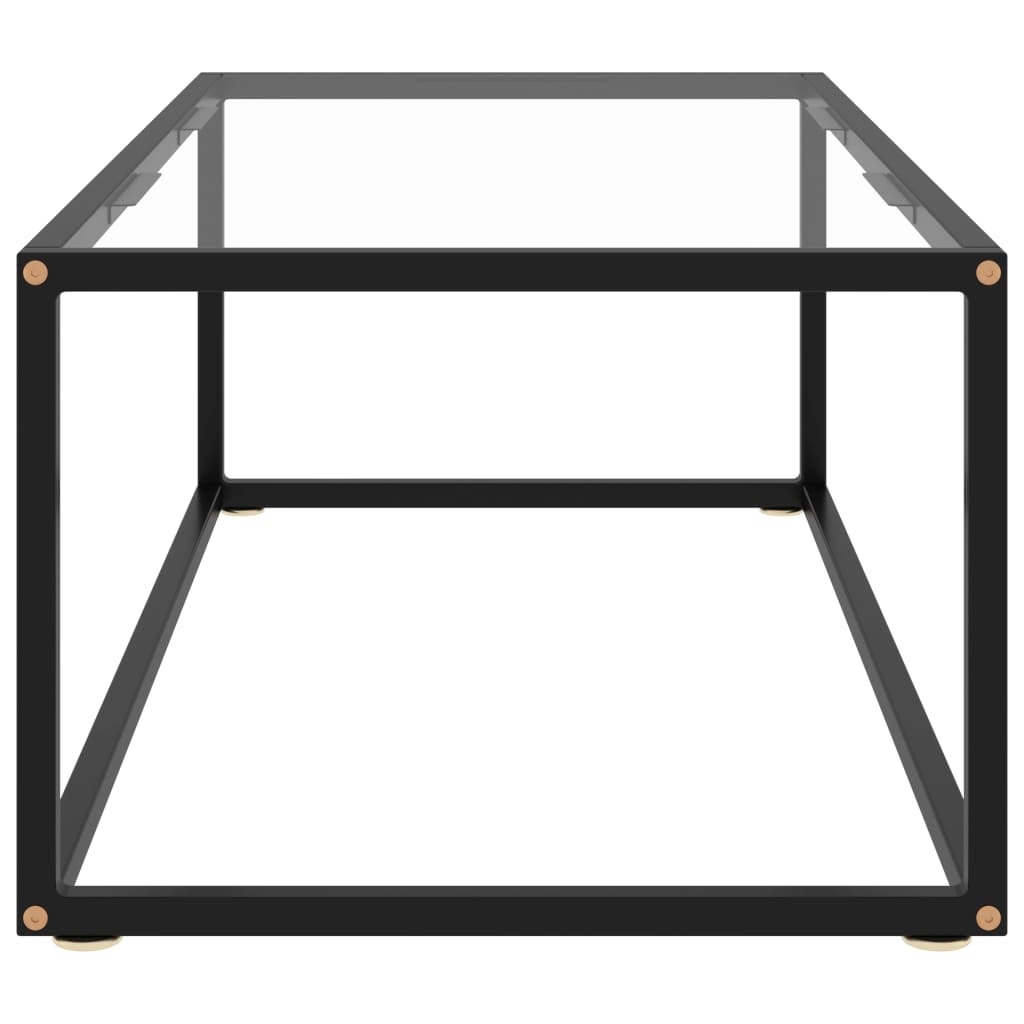 Tavolino da Salotto-Tavolino da soggiorno Nero con Vetro Temperato 100x50x35 cm