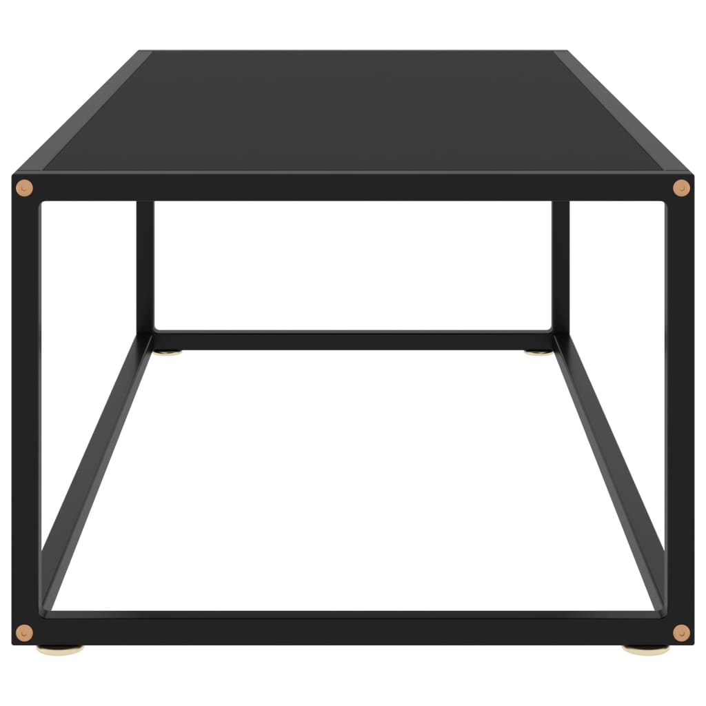 Tavolino da Salotto Nero con Vetro Nero 100x50x35 cm