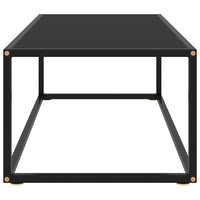 Tavolino da Salotto Nero con Vetro Nero-Tavolino da soggiorno 100x50x35 cm