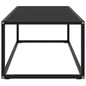 Tavolino da Salotto Nero con Vetro Nero-Tavolino da soggiorno 100x50x35 cm