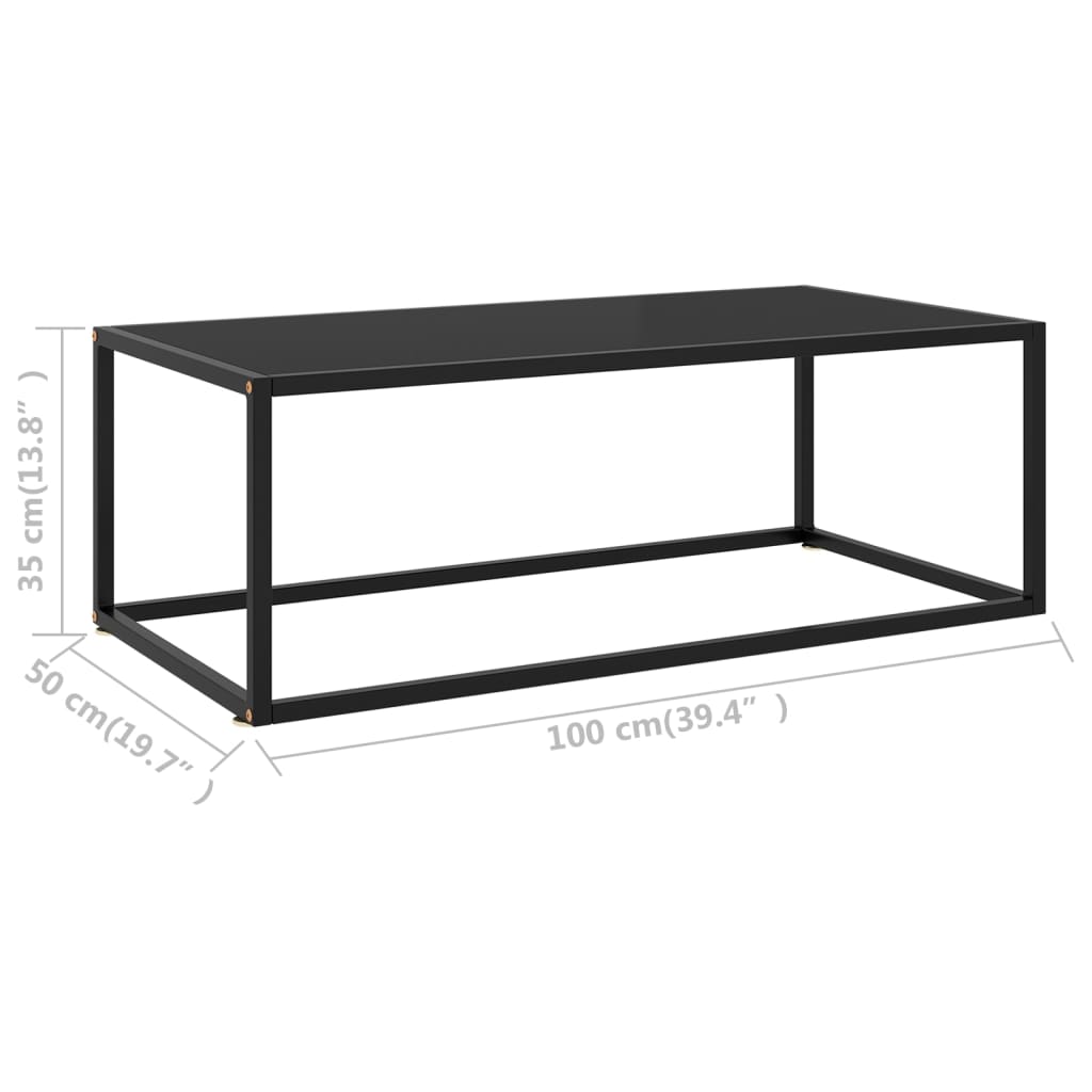 Tavolino da Salotto Nero con Vetro Nero 100x50x35 cm 322880