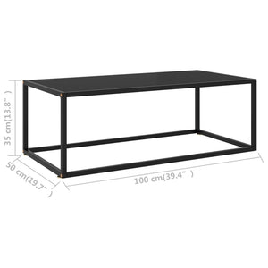 Tavolino da Salotto Nero con Vetro Nero 100x50x35 cm 322880