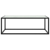 Tavolino da Salotto Nero con Vetro Marmo Bianco 100x50x35 cm 322881