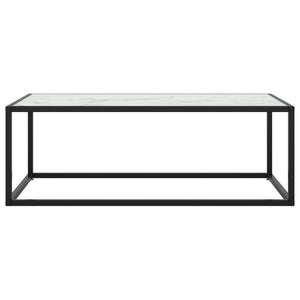 Tavolino da Salotto Nero con Vetro Marmo Bianco 100x50x35 cm 322881