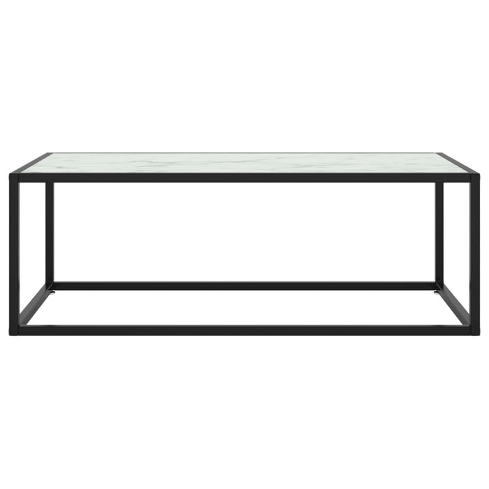 Tavolino da Salotto Nero con Vetro Marmo Bianco 100x50x35 cm 322881