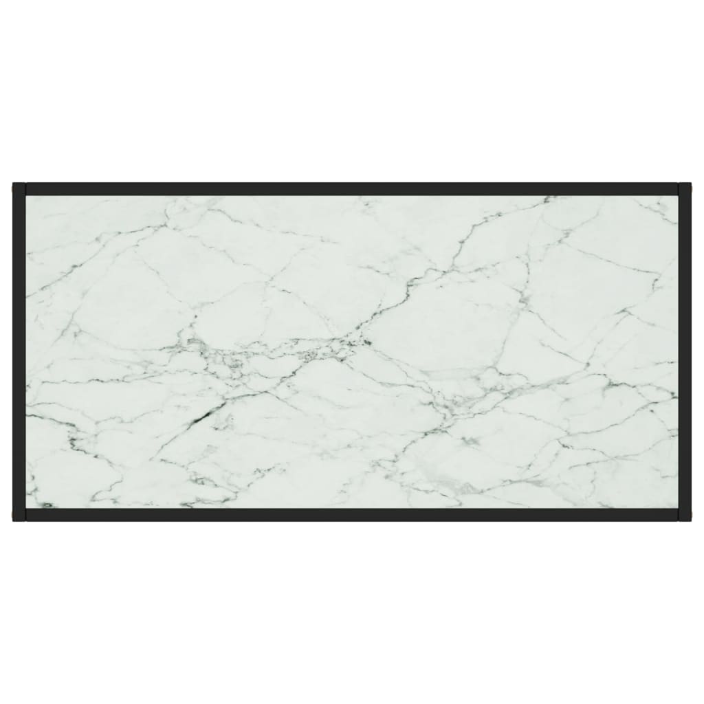 Tavolino da Salotto Nero con Vetro Marmo Bianco 100x50x35 cm 322881