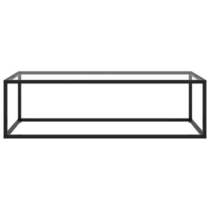 Tavolino da Salotto Nero con Vetro Temperato-Tavolino da soggiorno 120x50x35 cm