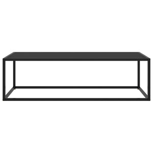 Tavolino da Salotto Nero con Vetro Nero-Tavolino da soggiorno 120x50x35 cm
