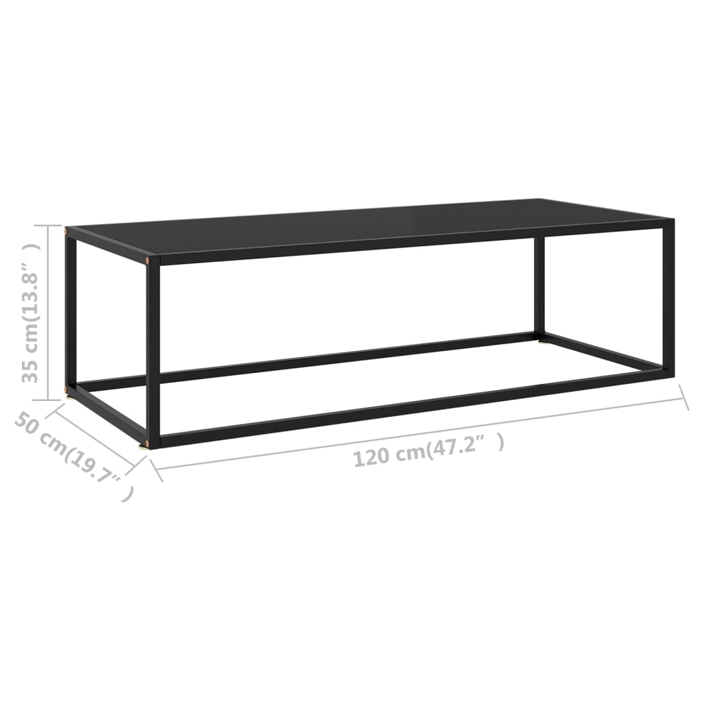 Tavolino da Salotto Nero con Vetro Nero 120x50x35 cm 322884