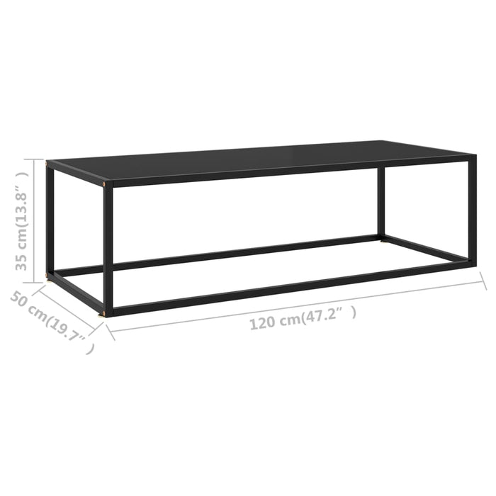 Tavolino da Salotto Nero con Vetro Nero 120x50x35 cm 322884
