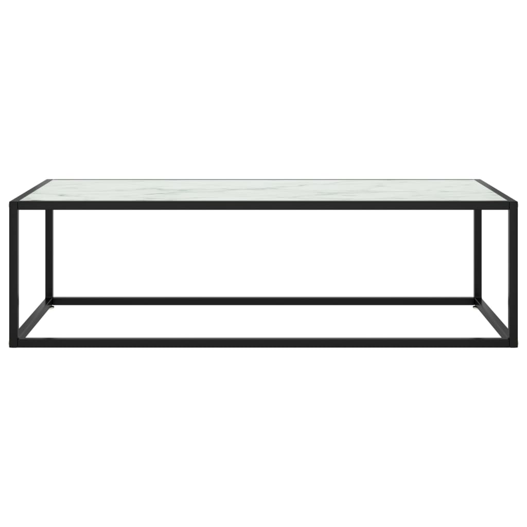 Tavolino da Salotto Nero con Vetro Marmo Bianco 120x50x35 cm 322885