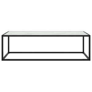 Tavolino da Salotto Nero con Vetro Marmo Bianco 120x50x35 cm 322885