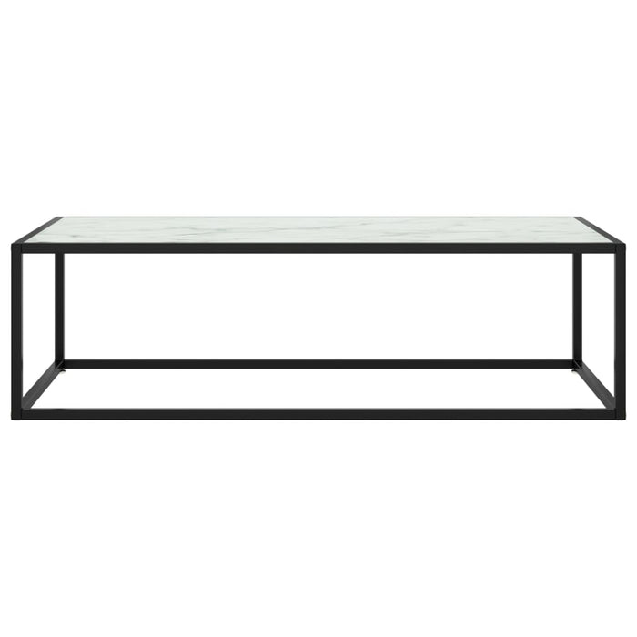 Tavolino da Salotto Nero con Vetro Marmo Bianco 120x50x35 cm 322885