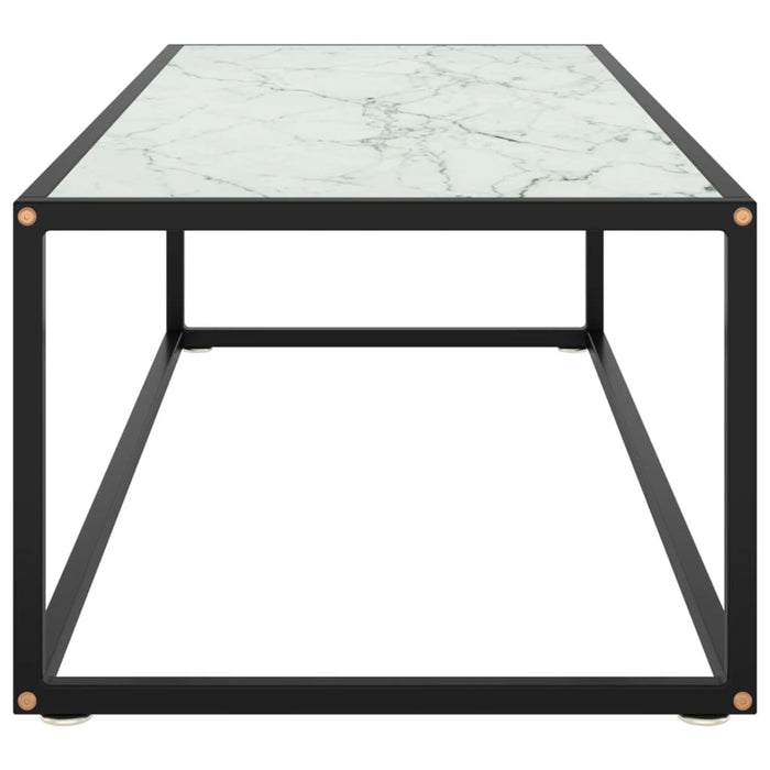 Tavolino da Salotto Nero con Vetro Marmo Bianco 120x50x35 cm 322885