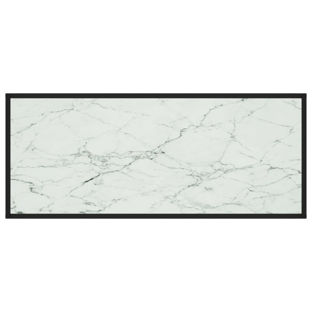 Tavolino da Salotto Nero con Vetro Marmo Bianco 120x50x35 cm 322885