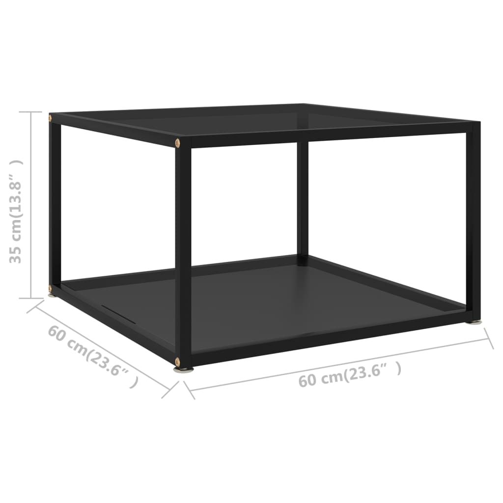 Tavolino da Salotto Nero 60x60x35 cm in Vetro Temperato 322888