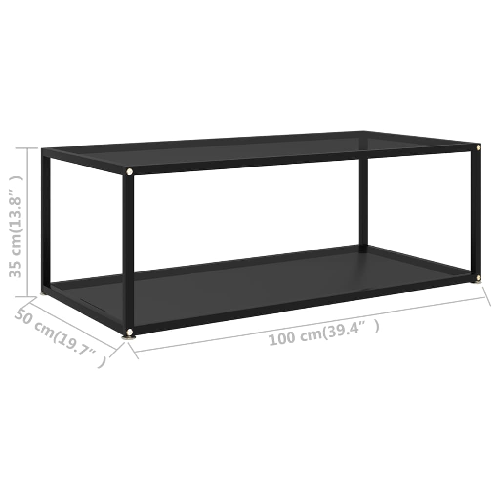 322898  Coffee Table Black 100x50x35 cm Tempered Glass 322898