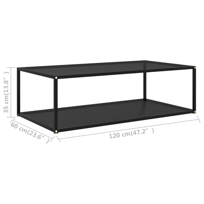 322903  Coffee Table Black 120x60x35 cm Tempered Glass 322903
