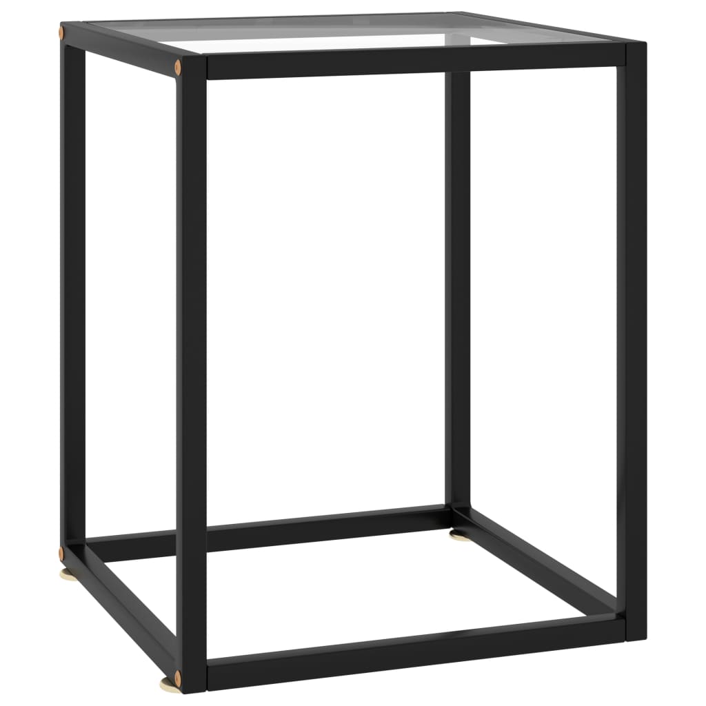 Tavolino da Salotto Nero con Vetro Temperato 40x40x50 cm  cod mxl 55933