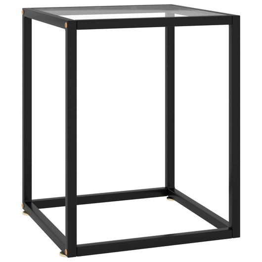 Tavolino da Salotto Nero con Vetro Temperato 40x40x50 cm  cod mxl 55933