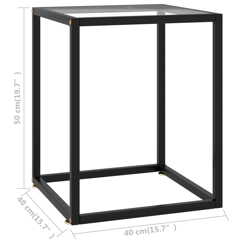 Tavolino da Salotto Nero con Vetro Temperato 40x40x50 cm  cod mxl 55933