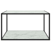 Tavolino Nero con Vetro Bianco Marmorizzato 90x90x50 cm  cod mxl 25442