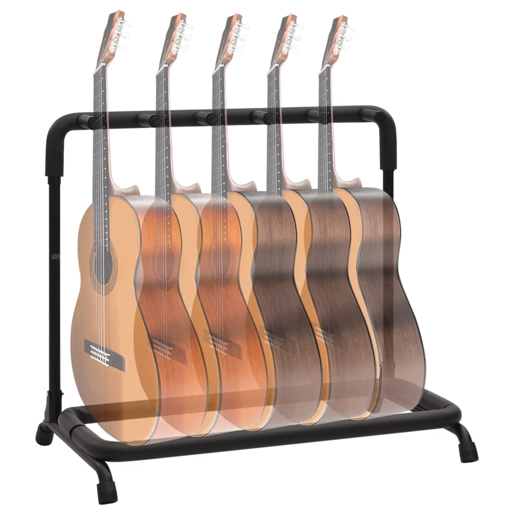Supporto Pieghevole per Chitarra con 5 Sezioni Nero 74x41x66 cm 70174