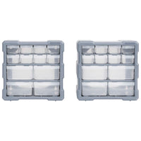 Mobili Contenitori con 12 Cassetti 2 pz 26,5x16x26 cm 147582