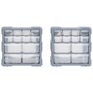 Mobili Contenitori con 12 Cassetti 2 pz 26,5x16x26 cm 147582