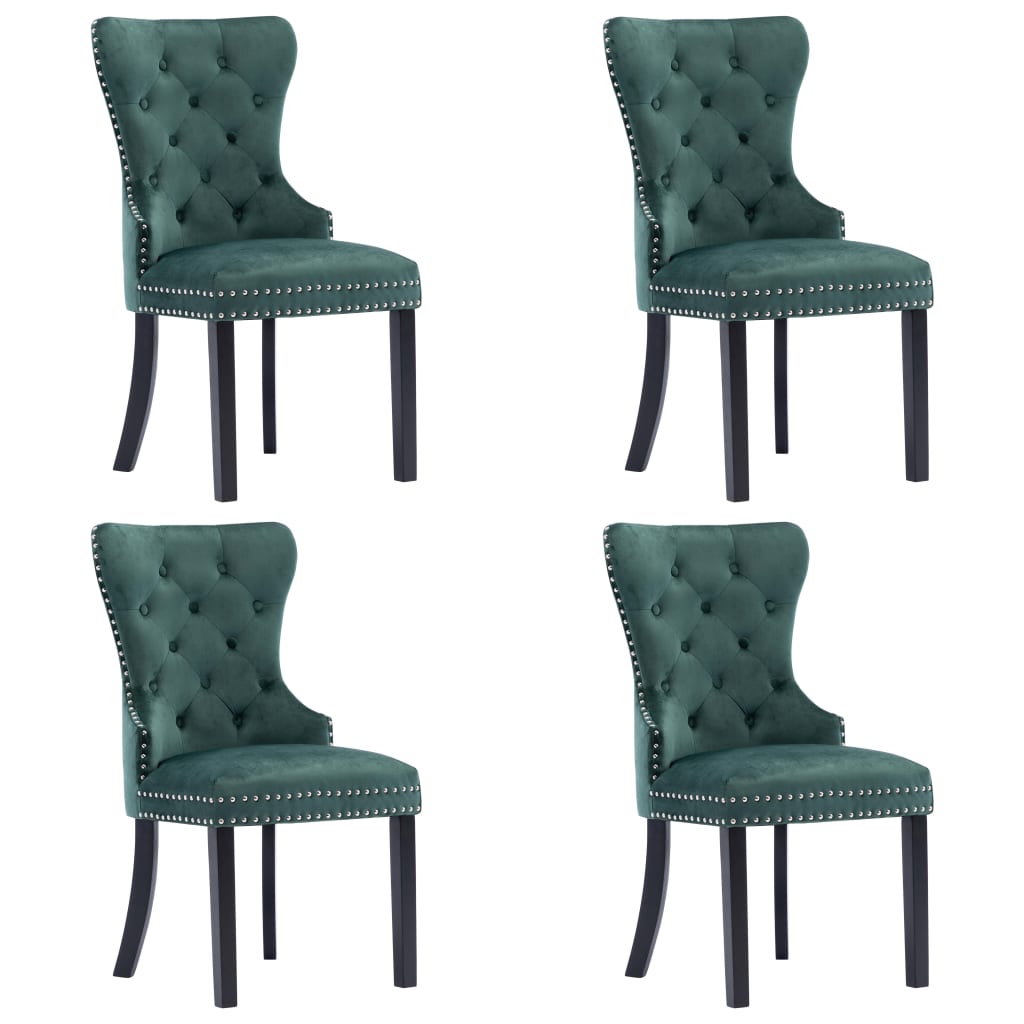 Sedie da Pranzo 4 pz Verde Scuro in Velluto cod mxl 20647