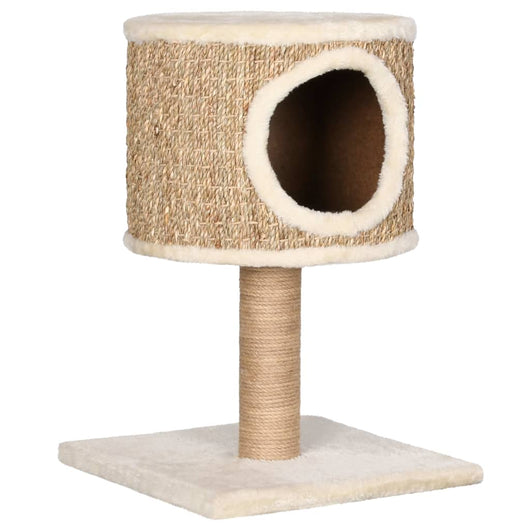 Tiragraffi per gatti Mobili per arrampicata su torre Raschietto per gatti Piattaforma da arrampicata con appartamento e tiragraffi 52 cm Seagrass Beige 02_0022434