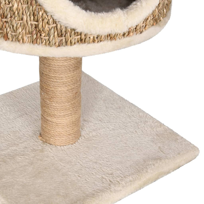 Tiragraffi per gatti Mobili per arrampicata su torre Raschietto per gatti Piattaforma da arrampicata con appartamento e tiragraffi 52 cm Seagrass Beige 02_0022434