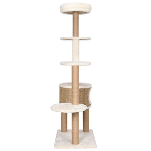 Tiragraffi per gatti Mobili per arrampicarsi sulla torre Tiragraffi Tiragraffi Piattaforma per arrampicata Cuscino di lusso e tiragraffi 148 cm Seagrass Beige 02_0022749