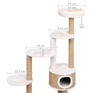 Tiragraffi per gatti Mobili per arrampicarsi sulla torre Tiragraffi Tiragraffi Piattaforma per arrampicata Cuscino di lusso e tiragraffi 148 cm Seagrass Beige 02_0022749
