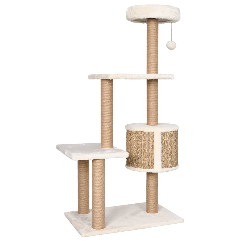 Tiragraffi per gatti Mobili per arrampicata su torre Raschietto per gatti Piattaforma da arrampicata con tiragraffi 123 cm Seagrass Beige 02_0022445