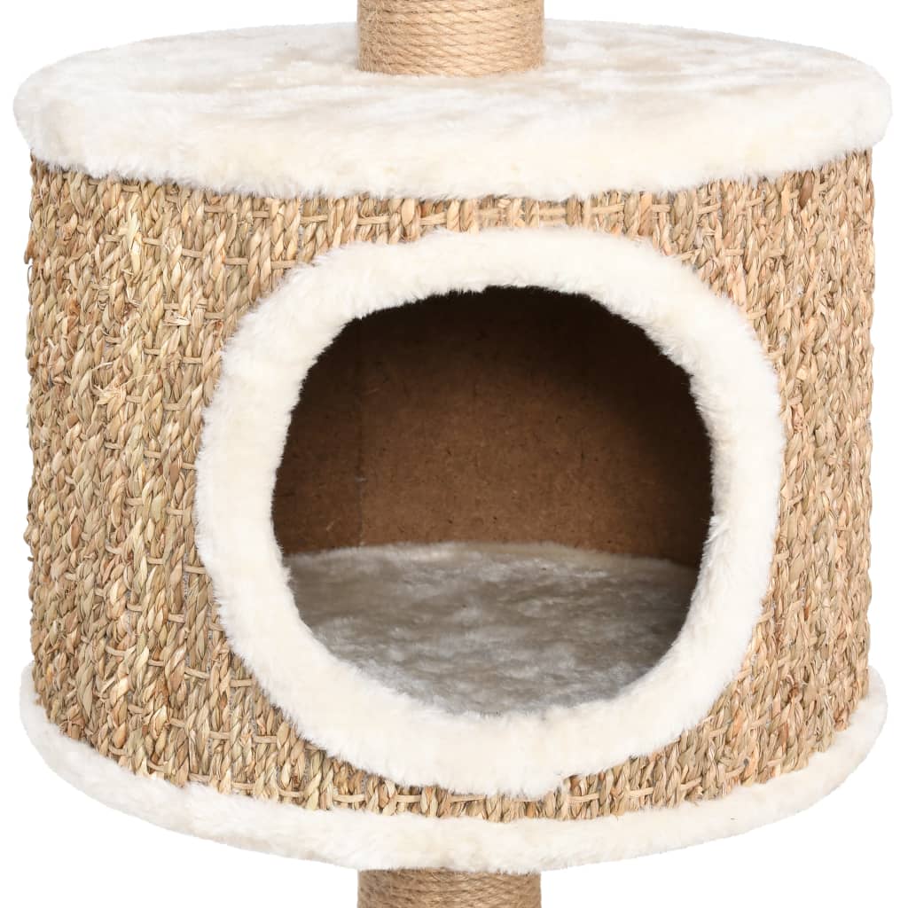 Tiragraffi per gatti Mobili per arrampicata su torre Raschietto per gatti Piattaforma da arrampicata con tiragraffi 123 cm Seagrass Beige 02_0022445