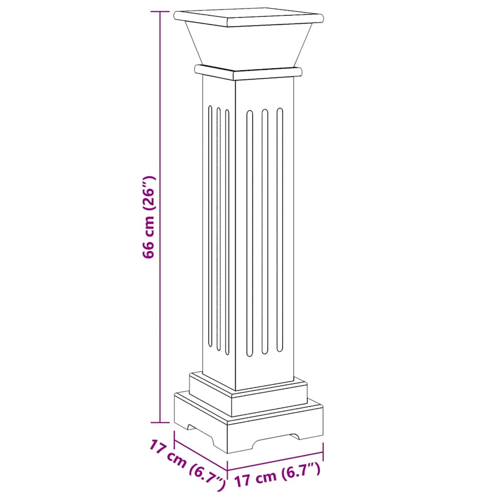 Piedistallo per Piante Quadrato Classico Grigio 17x17x66 cm MDF 323969