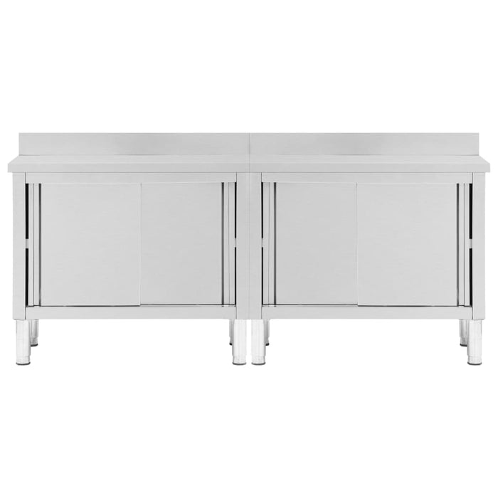 Tavoli da Lavoro Ante Scorrevoli 2 pz 200x50x(95-97) cm Acciaio 3055902