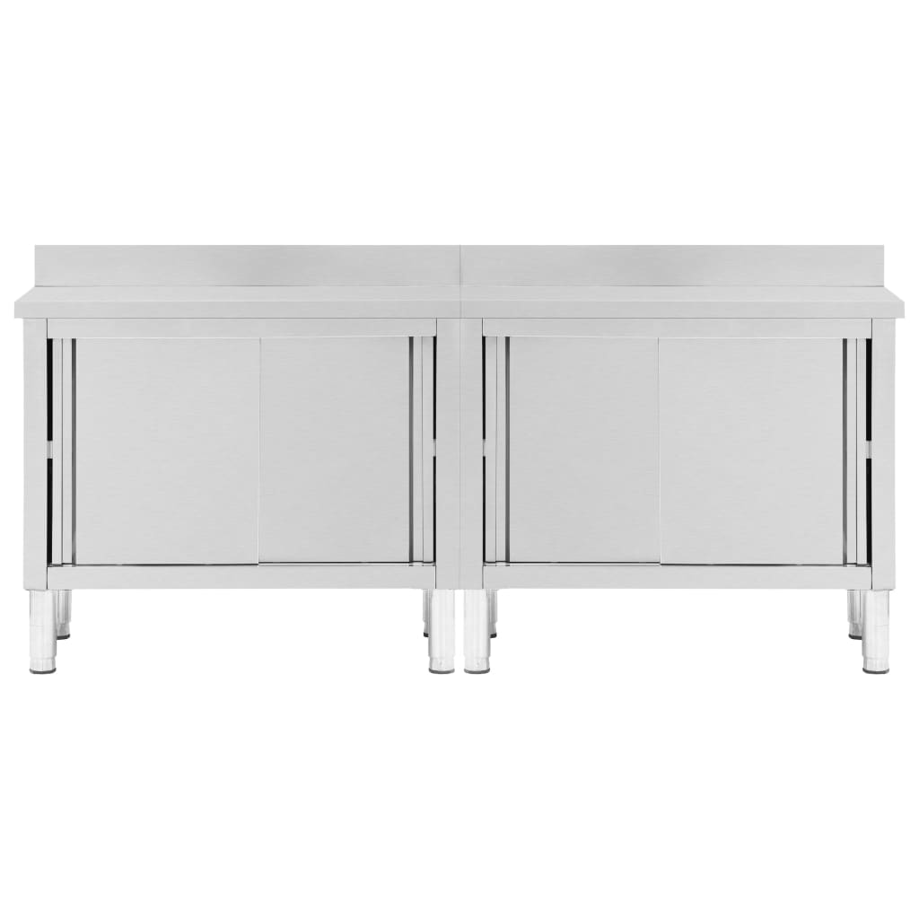 Set di 2 tavoli con ante scorrevoli 200 x 50 x (95-97) cm acciaio inox 02_0000009