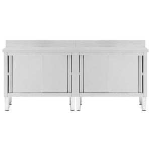 Set di 2 tavoli con ante scorrevoli 200 x 50 x (95-97) cm acciaio inox 02_0000009