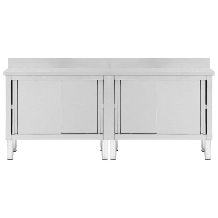 Set di 2 tavoli con ante scorrevoli 200 x 50 x (95-97) cm acciaio inox 02_0000009