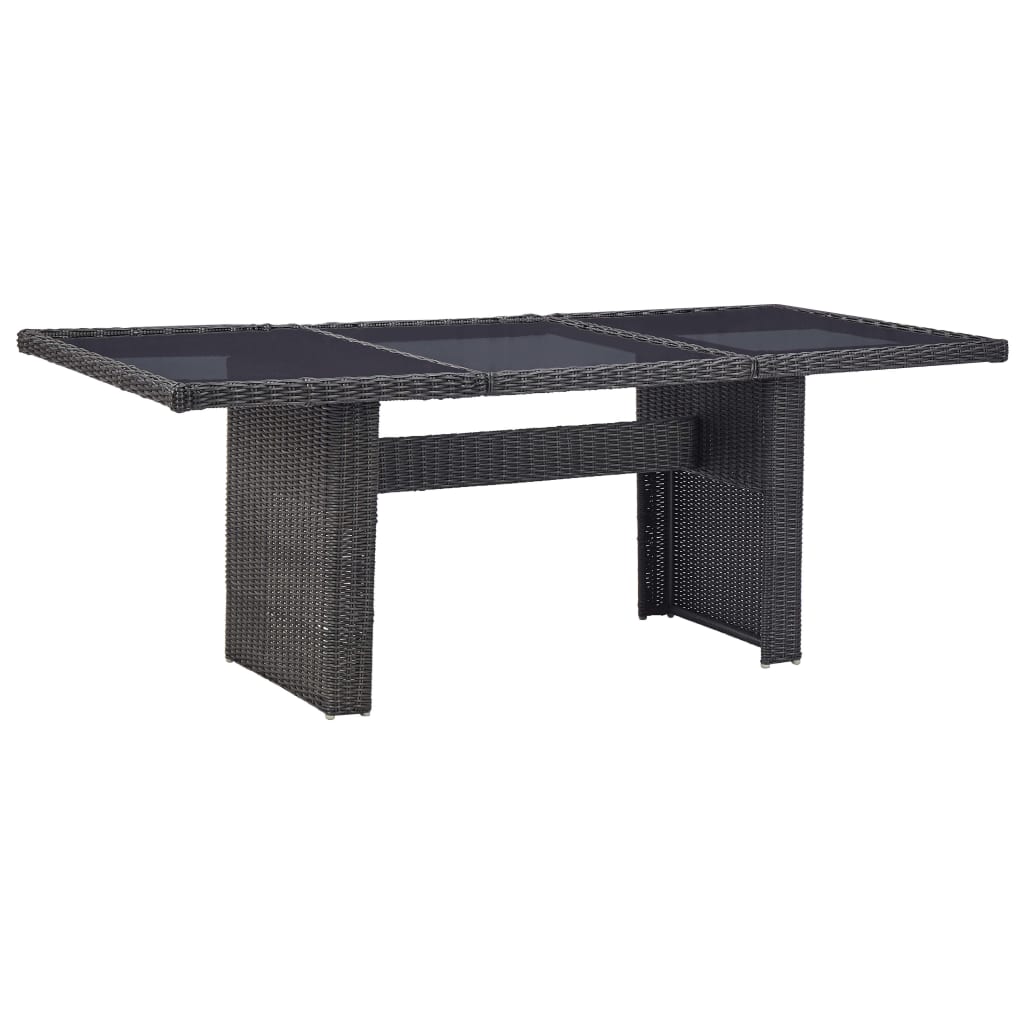 Tavolo da Giardino Nero 200x100x74 cm in Vetro e Polyrattan cod mxl 34316