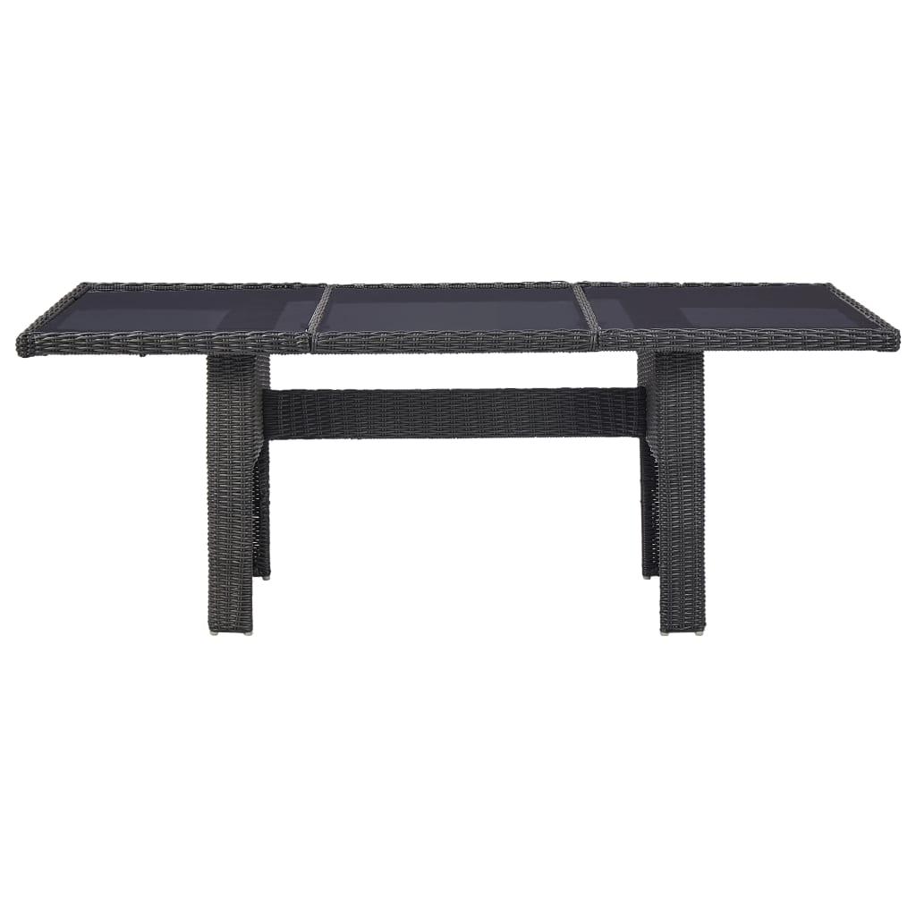 Tavolo da Giardino Nero 200x100x74 cm in Vetro e Polyrattan 310145
