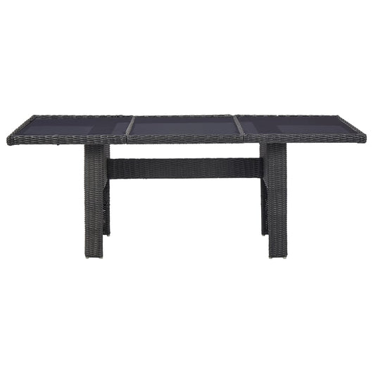 Tavolo da Giardino Nero 200x100x74 cm in Vetro e Polyrattan 310145