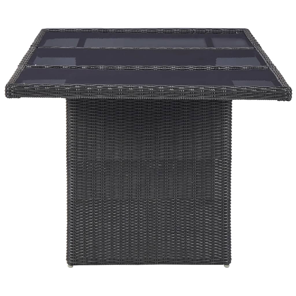 Tavolo da Giardino Nero 200x100x74 cm in Vetro e Polyrattan 310145