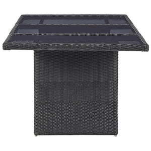 Tavolo da Giardino Nero 200x100x74 cm in Vetro e Polyrattan 310145