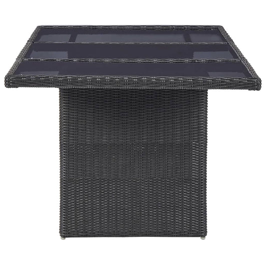 Tavolo da Giardino Nero 200x100x74 cm in Vetro e Polyrattan 310145